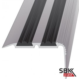 ПО-68/З0 алюминиевый угловой порог противоскользящий с черной резиновой  вставкой